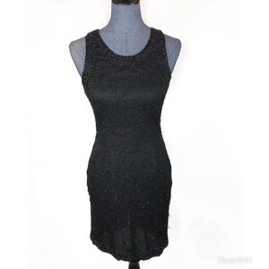 Vintage Black Beaded Mini Dress